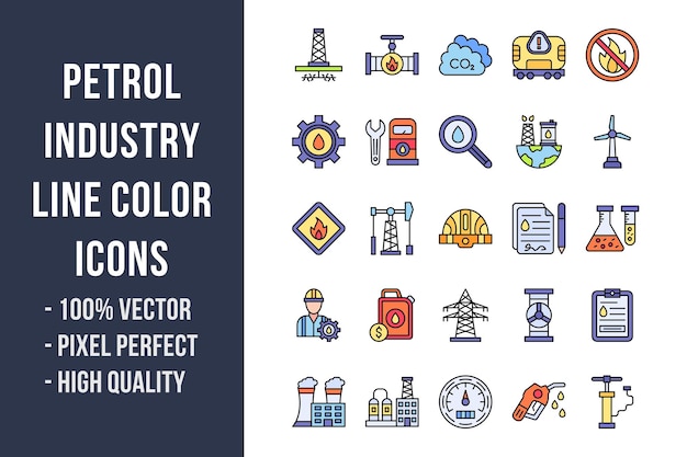 Vetor Ícones da indústria petrolífera