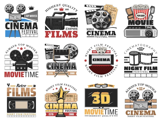 Ícones da produção de filmes de cinema e cinema