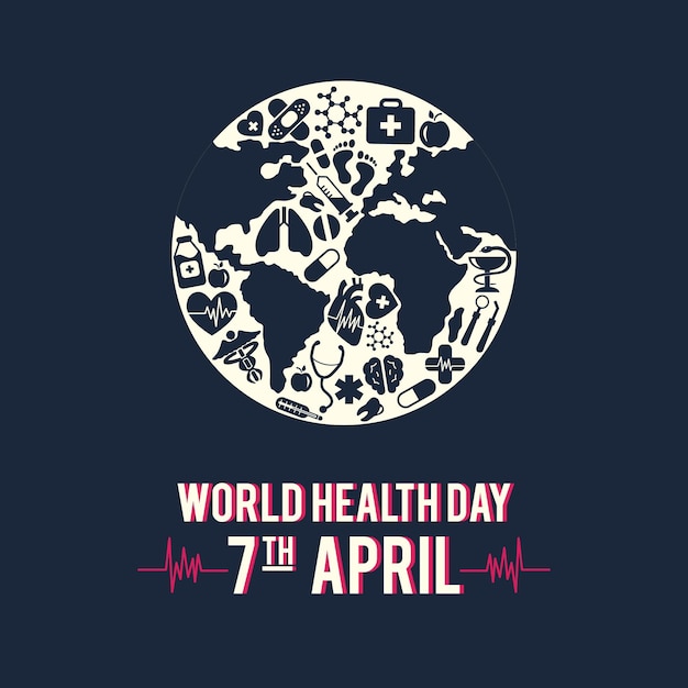 Ícones das ações do dia mundial da saúde ilustração vetorial 7 de abril vida global