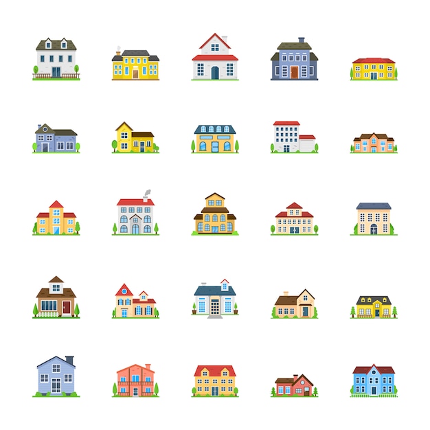 Ícones de apartamentos exteriores da casa