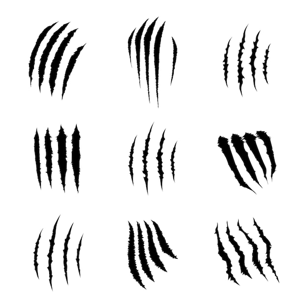 Icones de arranhões de garras definidos