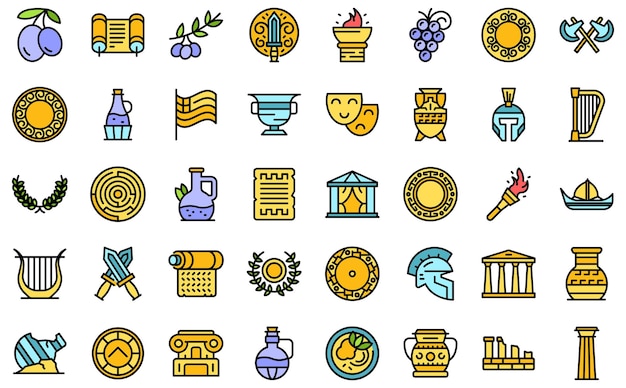 Ícones de Atenas definir vetor plano
