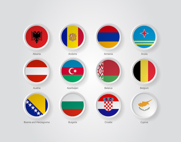 Ícones de bandeira 3d de países da europa parte 01