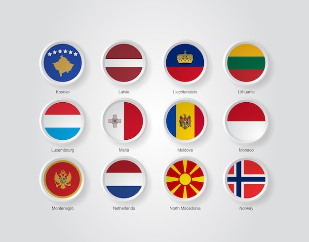 Ícones de bandeira 3d de países da europa parte 03