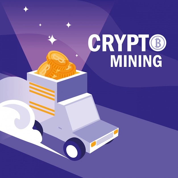 Ícones de bitcoin de mineração de criptografia