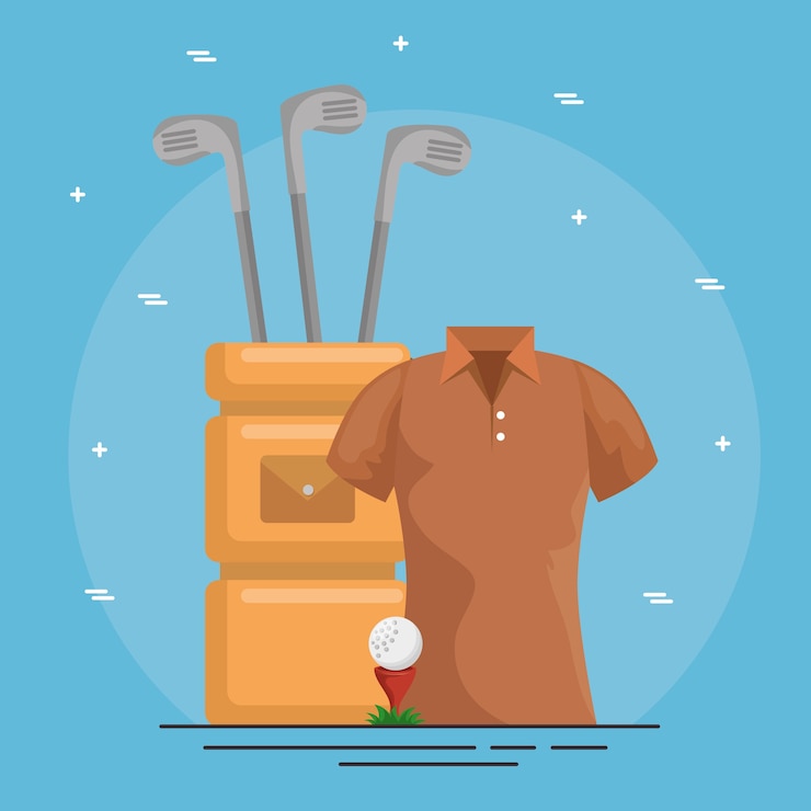 Vetor ícones de bolsas de golfe e clubes
