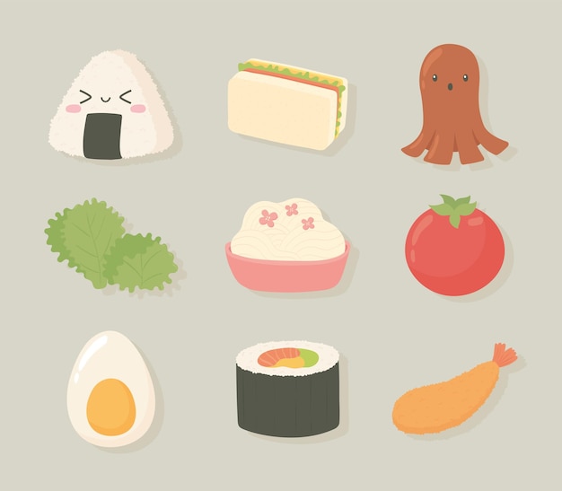 Ícones de comida japonesa