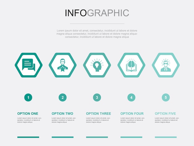 Ícones de consultoria modelo de design de infográfico conceito criativo com 5 etapas