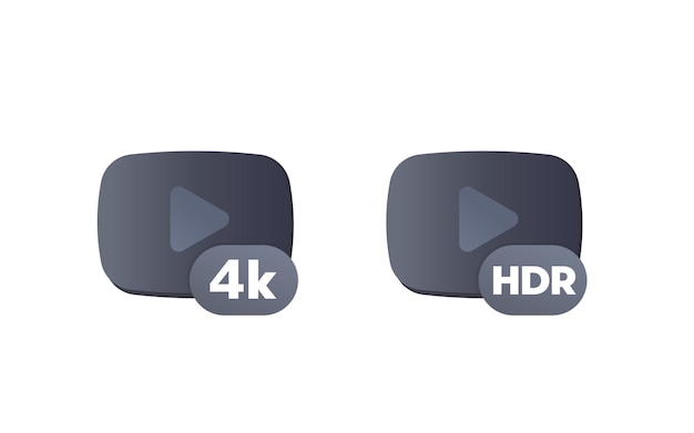 Ícones de conteúdo de vídeo 4k e hdr