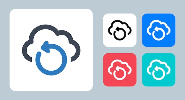 Ícones de contorno de linha de ilustração vetorial de ícone de nuvem de backup