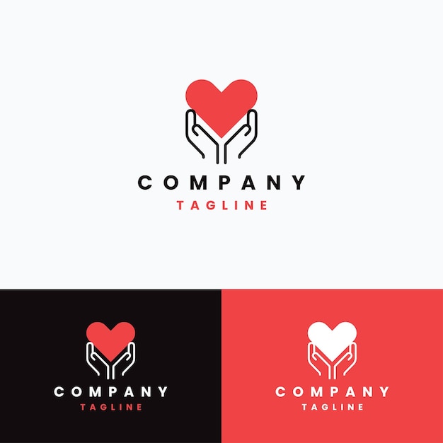 Ícones de coração na mão Cuidados de saúde Doação e conceito de ajuda Mãos segurando o logotipo do coração