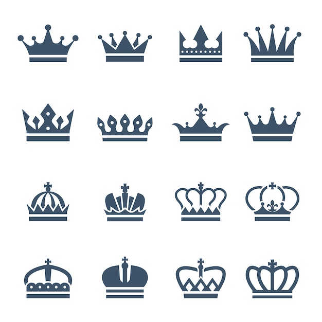 Ícones de coroas negras ou símbolos