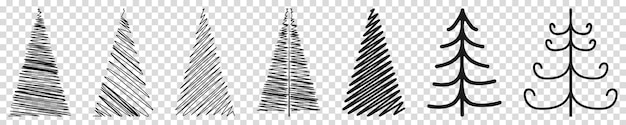 Ícones de desenho de mão de árvore de natal