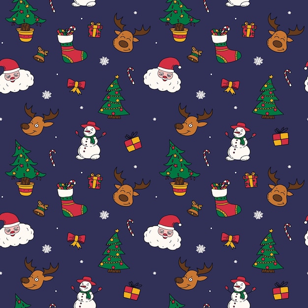 Ícones de desenhos de ano novo grande conjunto de gráficos de clipart festivos padrão sem emenda de natal