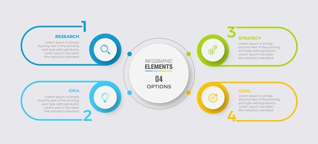 Ícones de design de círculo infográfico de negócios 4 opções ou etapas vetor premium