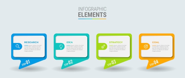 Vetor Ícones de design de círculo infográfico de negócios 4 opções ou etapas vetor premium