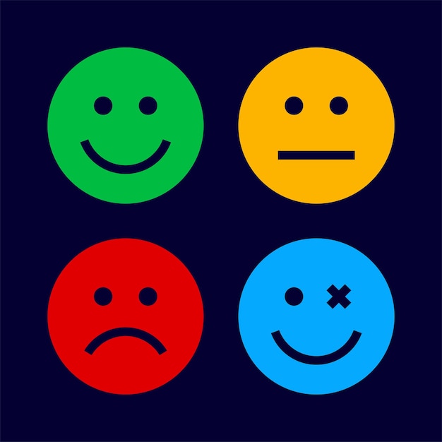 Vetor Ícones de emoticons emoção enfrenta ícones coloridos conjunto de sorrisos