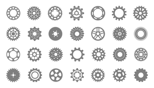 Vetor Ícones de engrenagem ou engrenagem de bicicleta sinais de roda dentada de bicicleta