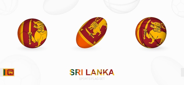 Ícones de esportes para futebol, rugby e basquete com a bandeira do sri lanka.