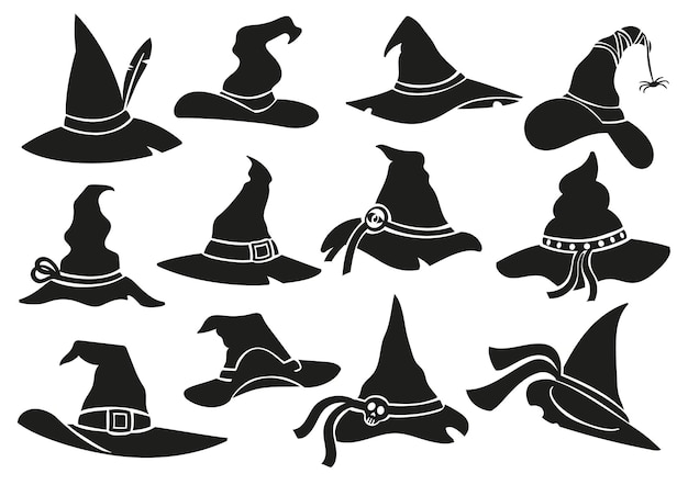 Ilustrações Vetoriais De Silhueta Bruxa De Halloween Com Chapéu Na Vassoura  Voam Com Lanterna Royalty Free SVG, Cliparts, Vetores, e Ilustrações Stock.  Image 174463671