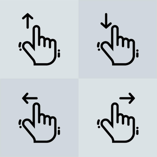 Vetor Ícones de estilo de linha de gestos de toque 1