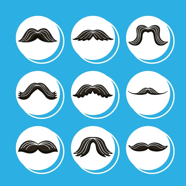 Ícones de estilos de nove bigodes