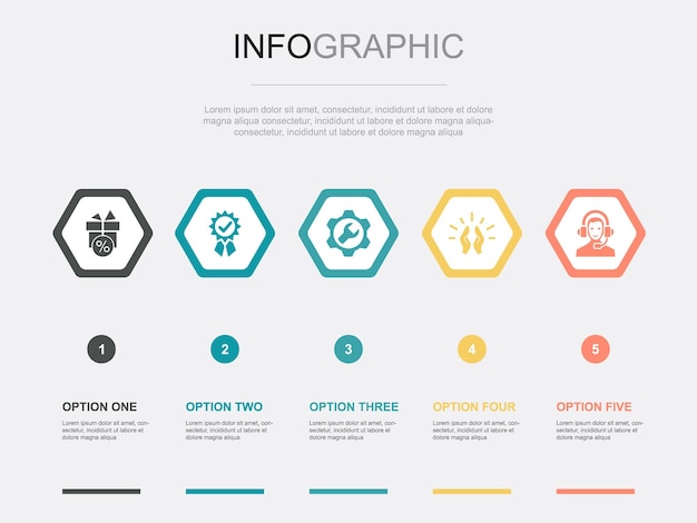 Ícones de fidelidade do cliente modelo de design de infográfico conceito criativo com 5 etapas