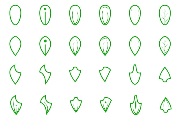 ícones de folha verde em fundo branco