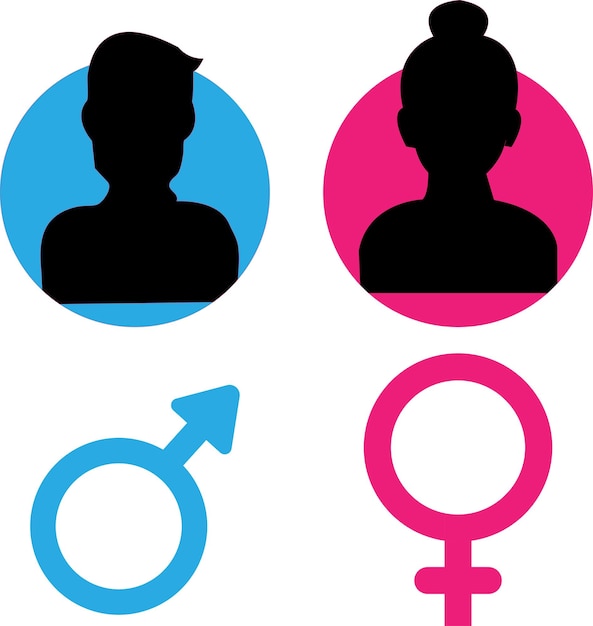 Ícones de gênero com silhuetas humanas masculinas e femininas