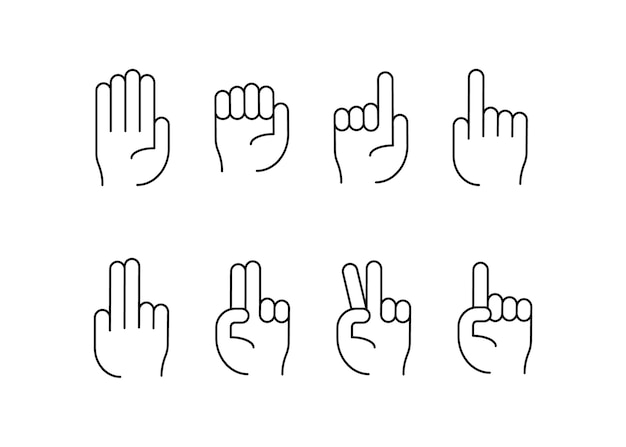 Vetor Ícones de gestos de mão descrever diferentes ícones de gesticulações de mão ícones vetoriais