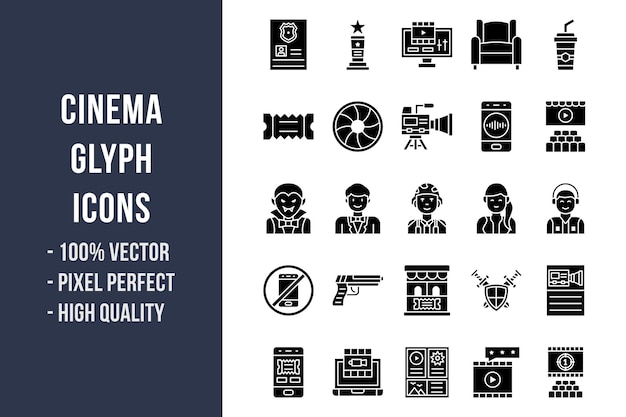 Ícones de glifos de cinema