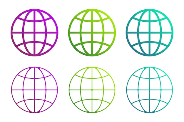 Ícones de globo coloridos para viagens e conectividade