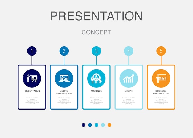 Ícones de gráfico de calendário de maleta de empresário de negócios modelo de design infográfico conceito criativo com 5 etapas