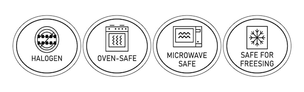 Vetor Ícones de halogéneo microondas congelador cofres fornos de indução segura para fogões e fornos
