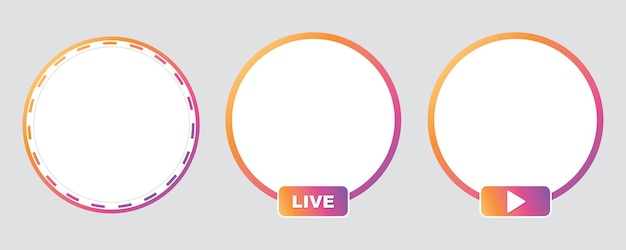 Ícones de histórias do instagram conjunto de ícones do instagram de mídia social transmissão de vídeo ao vivo