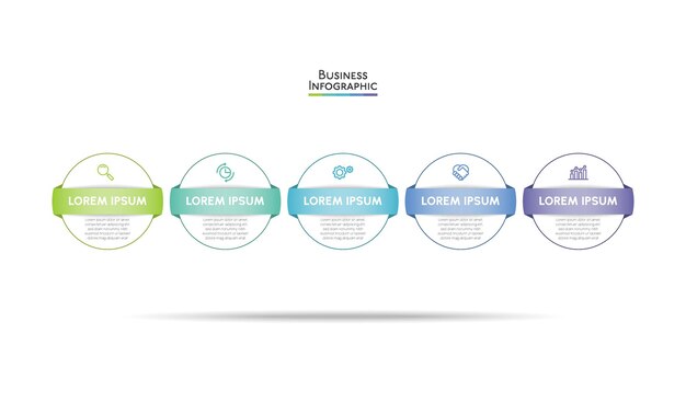 Ícones de infográfico de cronograma de visualização de dados de negócios projetados para modelo de fundo abstrato