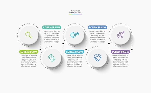 Ícones de infográfico de cronograma de visualização de dados de negócios projetados para modelo de fundo abstrato