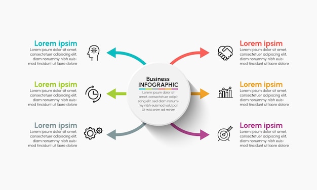 Vetor Ícones de infográfico de cronograma de visualização de dados de negócios projetados para modelo de fundo abstrato