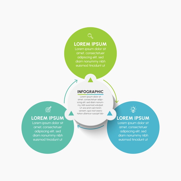 ícones de infográfico de linha do tempo do círculo de negócios projetados para o modelo de fundo abstrato