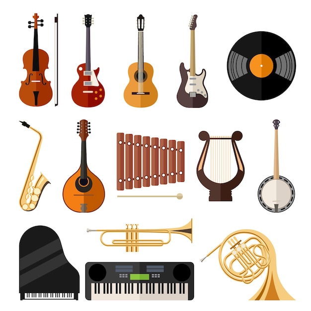 Vetor Ícones de instrumentos musicais