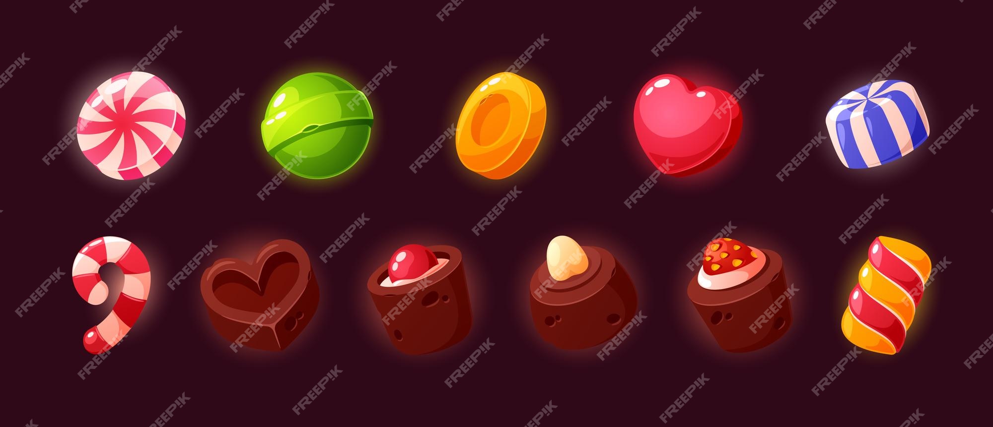 Ícones de jogos de doces grande conjunto de desenhos animados