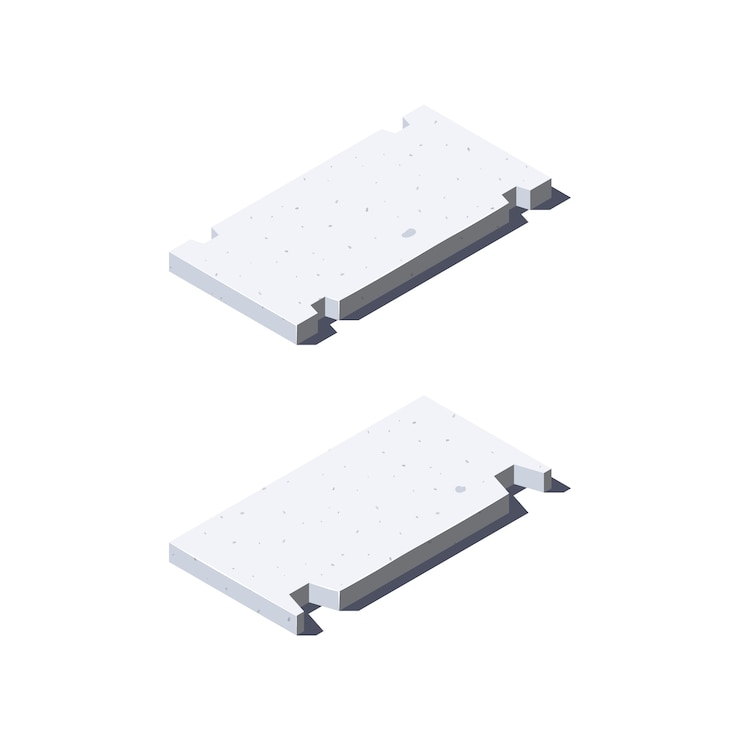 Vetor ícones de laje de concreto em vista isométrica. materiais de construção para fins de construção. isolado em um fundo branco, em estilo simples.