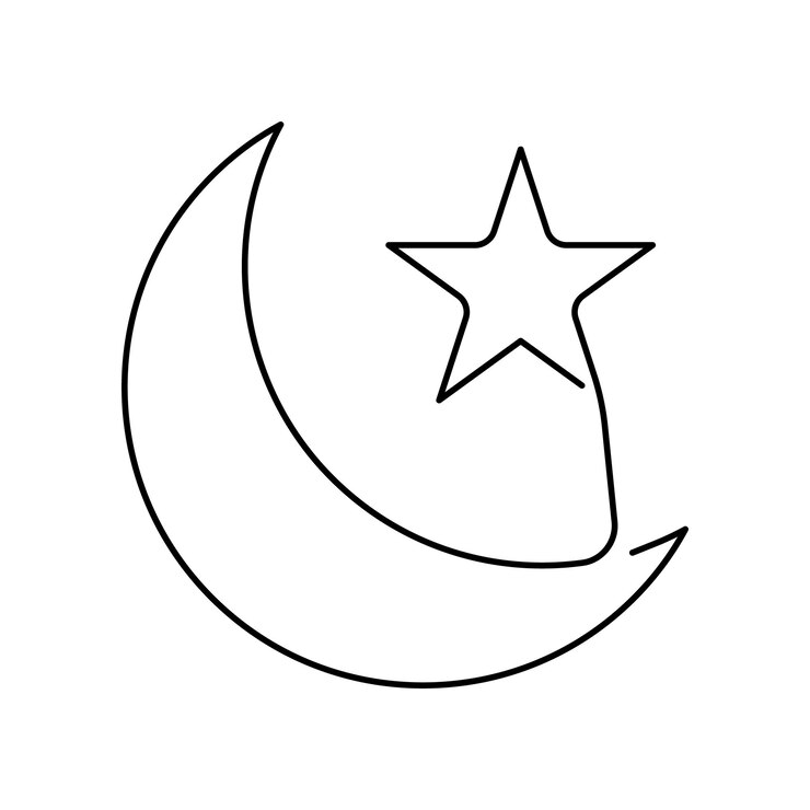 Vetor ícones de linha contínua de estrela e crescente associados a símbolos do ramadã, como caridade e outros objetos relacionados ao islamismo e ao ramadã, estão incluídos neste ícone vetorial definido com traçado editável