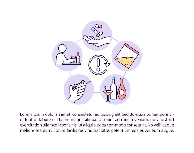 Ícones de linha de conceito de recaída física com texto