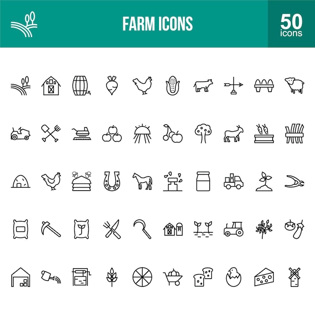 Ícones de linha de fazenda
