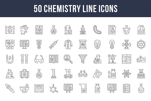 Ícones de linha de química