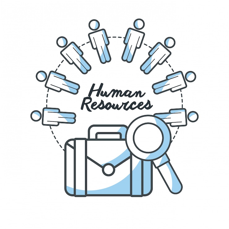 Vetor ícones de linha plana de recursos humanos