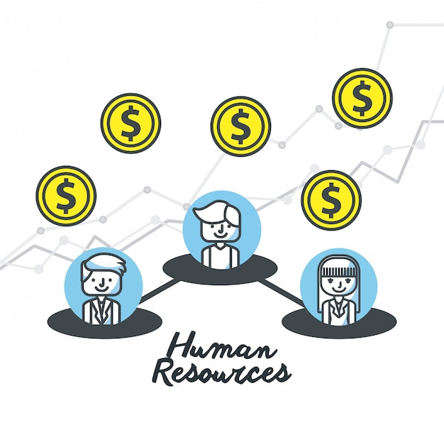 Ícones de linha plana de recursos humanos