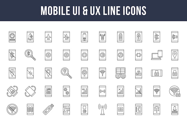 Ícones de linha ux de interface do usuário móvel