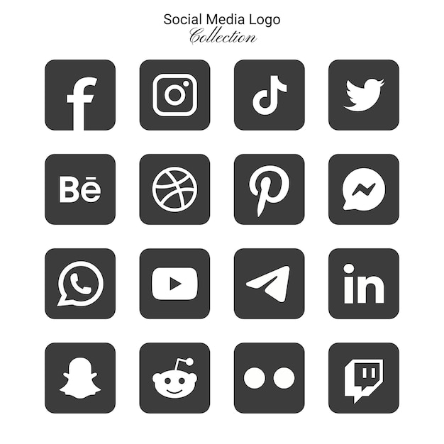 Ícones de logotipo de rede social populares facebook instagram youtube pinterest e etc ícones de logotipo